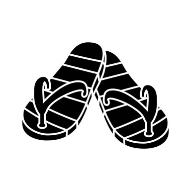 Beyaz arkaplanda, düzenlenebilir vektörde modern tarzda izole edilmiş parmak arası terliklerin simgesi