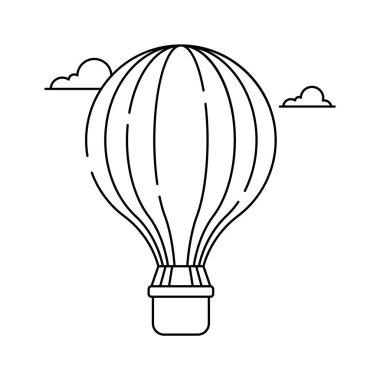 Sıcak hava balonu vektör illüstrasyonu, nefes kesici manzaralar ve macera deneyimi