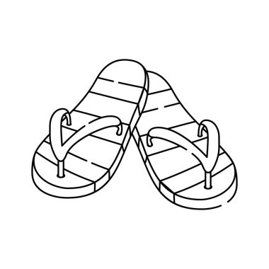 Beyaz arkaplanda, düzenlenebilir vektörde modern tarzda izole edilmiş parmak arası terliklerin simgesi