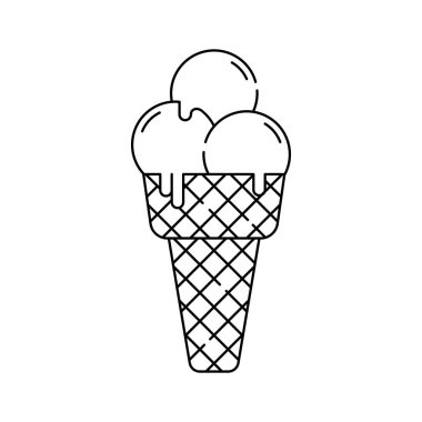 Koni dondurma vektör çizimi, lezzetli tatlı, yaz tatili