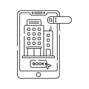 Otel rezervasyon ikonu tasarımı, online otel rezervasyonu