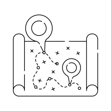 Konum işaretli harita simgesi, seyahat, navigasyon ve hedef vektör çizimi