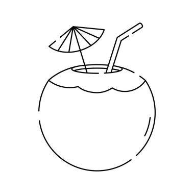 Tropik hindistan cevizi ikonu, yaz, plaj, tatil vektör illüstrasyonu