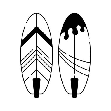Sörf tahtası simgesi, sahil macerası, deniz kenarı vektör tasarımı
