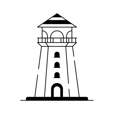 Deniz feneri simgesi, kıyı, navigasyon ve denizcilik temalı tasarımlar için mükemmel