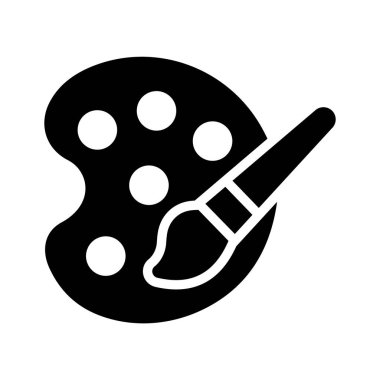 Renk paleti ile boya fırçası, renk paleti simgesi, boyama araçları vektörü