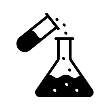 Test tüplü matara, modern tarzda inanılmaz bir deney ikonu, vektör kullanmaya hazır, laboratuvar gereçleri