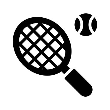 Raketli top, modern tarzda tenisin konsept simgesi.