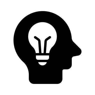 Zihnin içindeki ampul beyin fırtınası vektör tasarımının konsept simgesini betimliyor