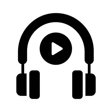 Kulaklıklı video oynatma düğmesi, video dersi konsepti simgesi