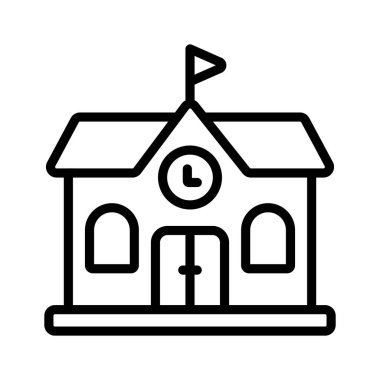Beyaz arka planda izole edilmiş bu inanılmaz okul binası simgesini kontrol et