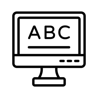 Bilgisayarın içindeki İngilizce alfabeleri çevrimiçi öğrenmenin kavram simgesini gösteriyor