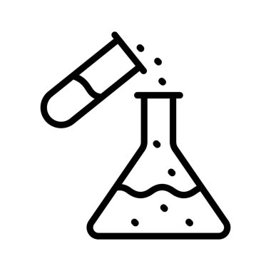 Test tüplü matara, modern tarzda inanılmaz bir deney ikonu, vektör kullanmaya hazır, laboratuvar gereçleri