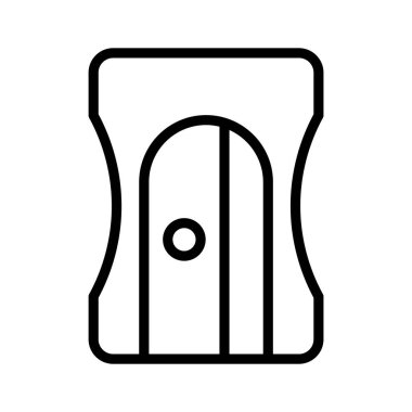 Modern tarzda keskinleştiricinin görsel olarak mükemmel simgesi, okul malzemeleri, kalem öğütücü vektörü