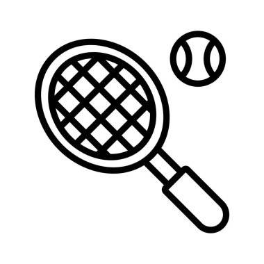 Raketli top, modern tarzda tenisin konsept simgesi.