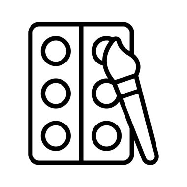 Renk paleti ile boya fırçası, renk paleti simgesi, boyama araçları vektörü