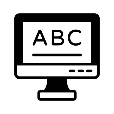 Bilgisayarın içindeki İngilizce alfabeleri çevrimiçi öğrenmenin kavram simgesini gösteriyor