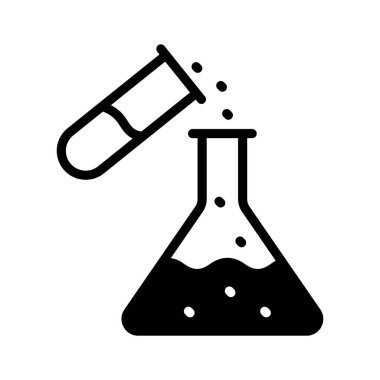 Test tüplü matara, modern tarzda inanılmaz bir deney ikonu, vektör kullanmaya hazır, laboratuvar gereçleri