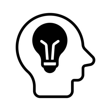 Zihnin içindeki ampul beyin fırtınası vektör tasarımının konsept simgesini betimliyor