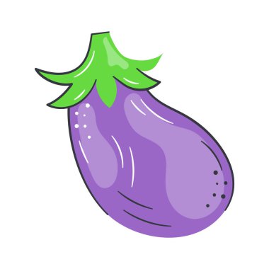 Yeşil saplı canlı mor bir gövdeye sahip bir patlıcan simgesi.