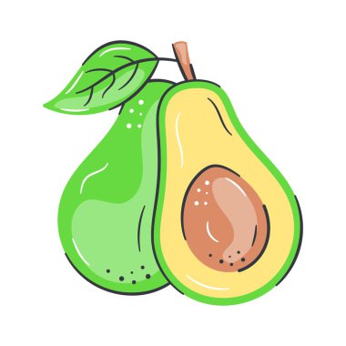 Modern tasarım tarzında inanılmaz bir avokado ikonu, sağlıklı beslenme