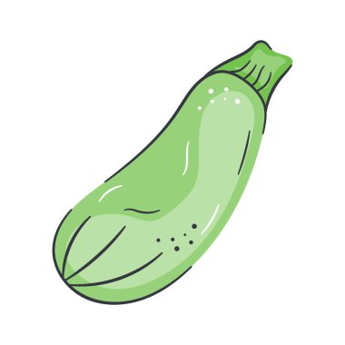 Yeşil kabak ikonu, pürüzsüz bir yüzeyi var, taze sebzeleri temsil ediyor.