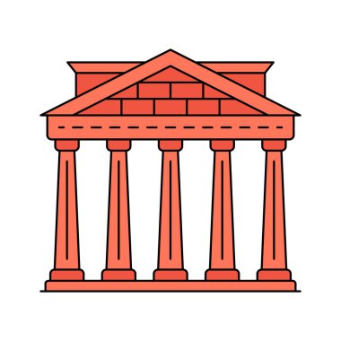 Roma 'daki Antik Roma tapınağı, İtalya, Atina panteon vektör tasarımı