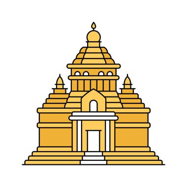 Modern biçimdeki Konark Güneş Kulesi vektör tasarımı, simge kullanmaya hazır