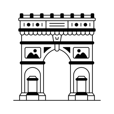 Modern icon of arc de triomphe, a famous paris monument clipart