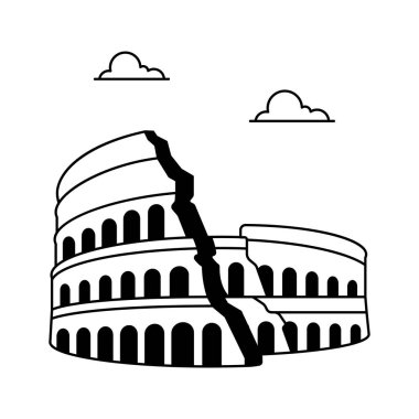 Tarihi bir bina, Roma 'da antik Roma amfitiyatrosu, kolezyum ikon tasarımı