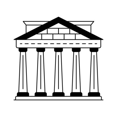 Roma 'daki Antik Roma tapınağı, İtalya, Atina panteon vektör tasarımı