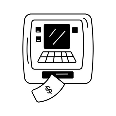 Otomatik bankacılık işlemleri ve para çekmeleri, ATM makinesi vektörü