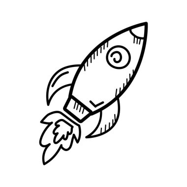 Uzay keşfi, yenilik, teknoloji, roket karalama simgesi