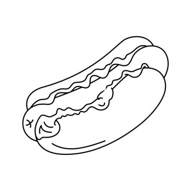 Klasik sosisli sandviç, fast food için harika, vektör kullanmaya hazır.