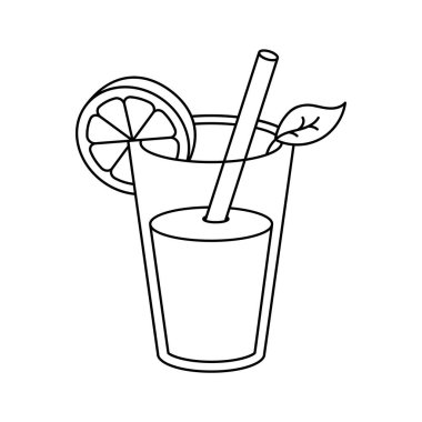 Yaz içeceği, ferahlatıcı limonata ikonu tasarımı moda tarzında