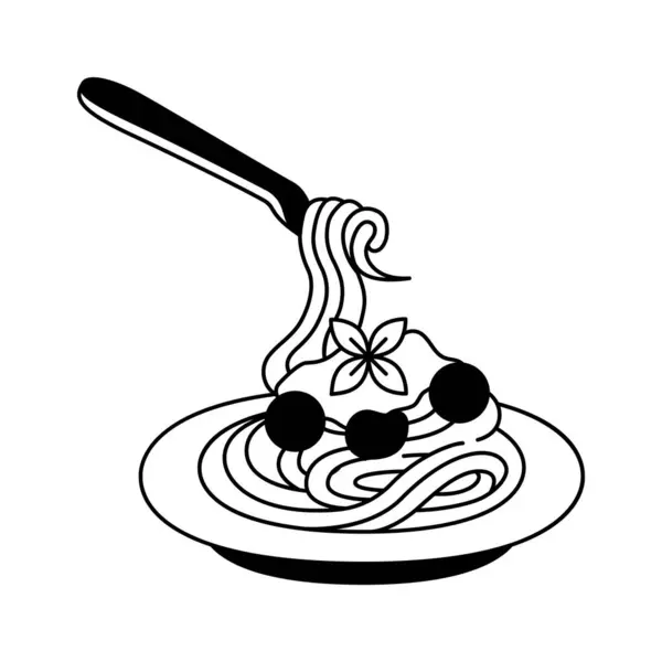 İtalyan yemeği, akşam yemeği, modern tarzda spagetti vektör tasarımı.