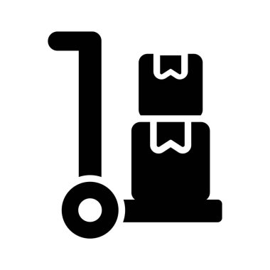 Bagaj arabası, beyaz arkaplanda izole edilmiş tramvay vektör tasarımı, doli simgesi