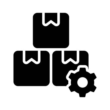 Dişli karton dağıtım yönetimi simgesi, ürün yönetimi