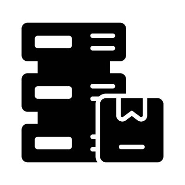 Depo envanteri, nakliye ve teslimat veri depolama ikonu