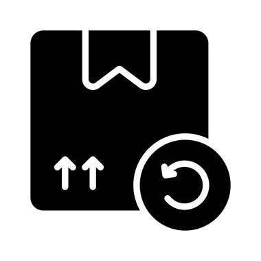 Yeniden düzenleme konseptini gösteren, gönderilen paket ve ters yönde okları olan bir simge