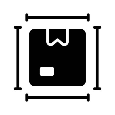 Cetvel ölçeğine sahip paket kutusu paket boyutlarının konsept simgesini, parsel ölçümünü gösterir