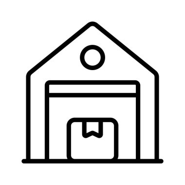 İçinde paket olan modern bir ev. Depo simgesini kavramsallaştırıyor.