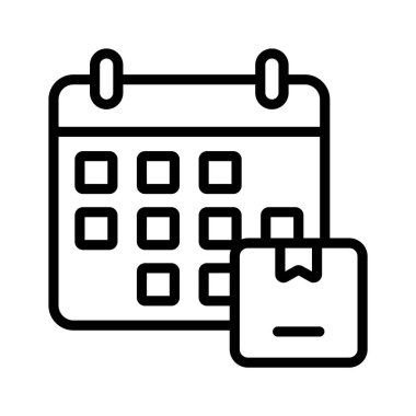 Paket tarih, parsel zamanlama vektör tasarımı konsept simgesi ile takvim