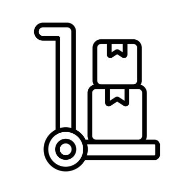 Bagaj arabası, beyaz arkaplanda izole edilmiş tramvay vektör tasarımı, doli simgesi