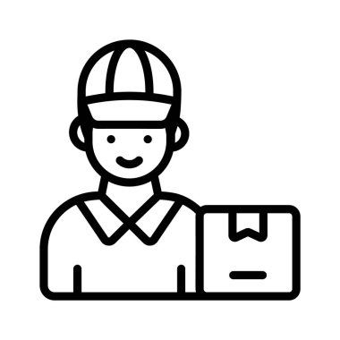 Kurye çocuk profesyonel işçi ve çalışan vektör tasarımı, kargo hizmetleri