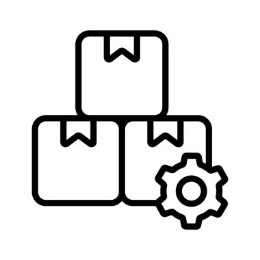 Dişli karton dağıtım yönetimi simgesi, ürün yönetimi