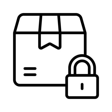 Paket kutusuyla birlikte parsel koruma simgesini gösteren asma kilit