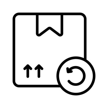 an icon with dispatched package and opposite direction arrows showing concept icon of reorder clipart