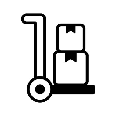 Bagaj arabası, beyaz arkaplanda izole edilmiş tramvay vektör tasarımı, doli simgesi