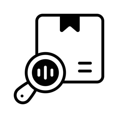 Paket izleme konsepti simgesini gösteren büyüteçle kutuyu teslim et